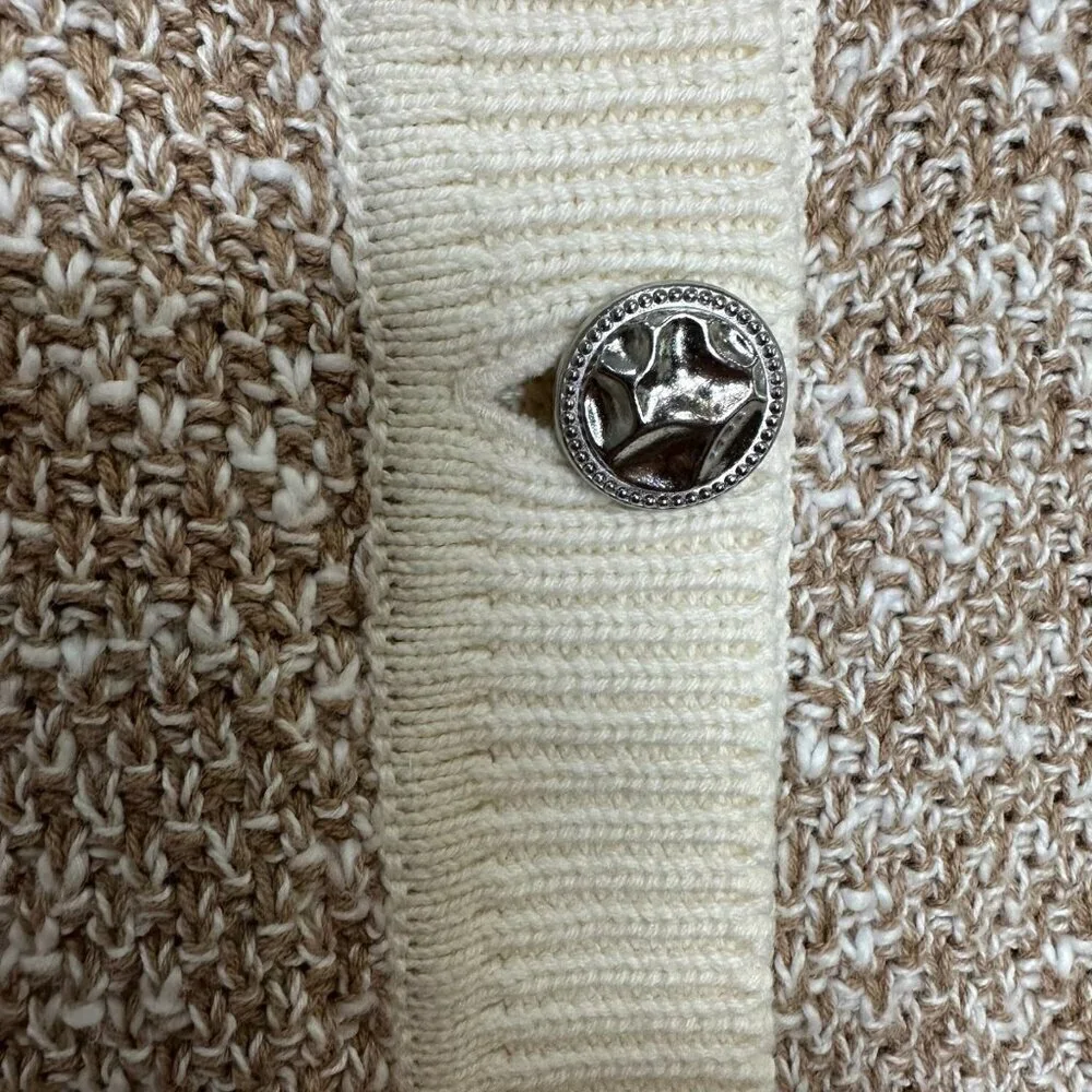J. Jill Wearever Contrast Trimmed Sweater Jacket Size S Cardigan Preppy Office